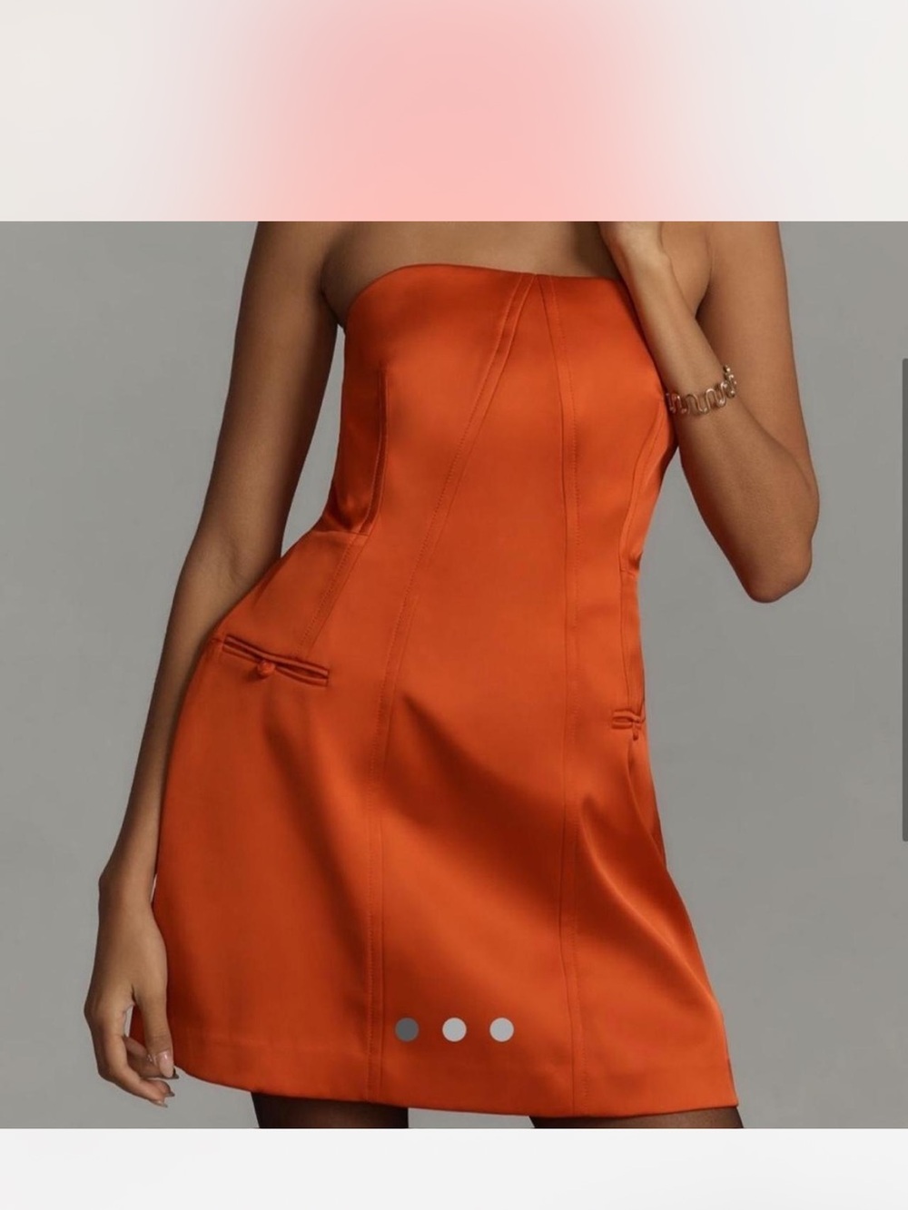 Anthropologie Sculpted Red Satin Mini Dress - Picture 6 of 7